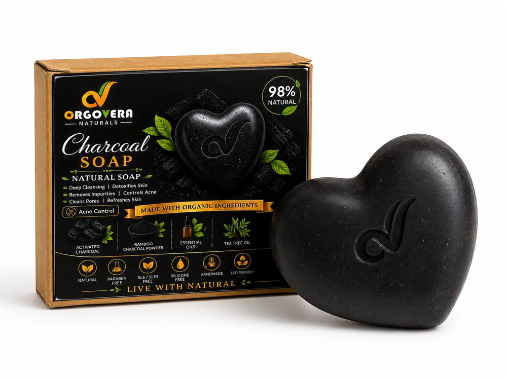 OrgoVera Naturals Charcoal & Lemon Handmade Soap | Oil Control & Brightening |2* 70g | Buy 1 Get 1 Free