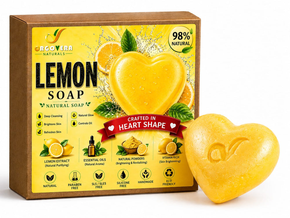 OrgoVera Naturals Lemon & Red Wine Handmade Soap | Skin Brightening & Glow | 2*70gm | Buy 1 Get 1 Free