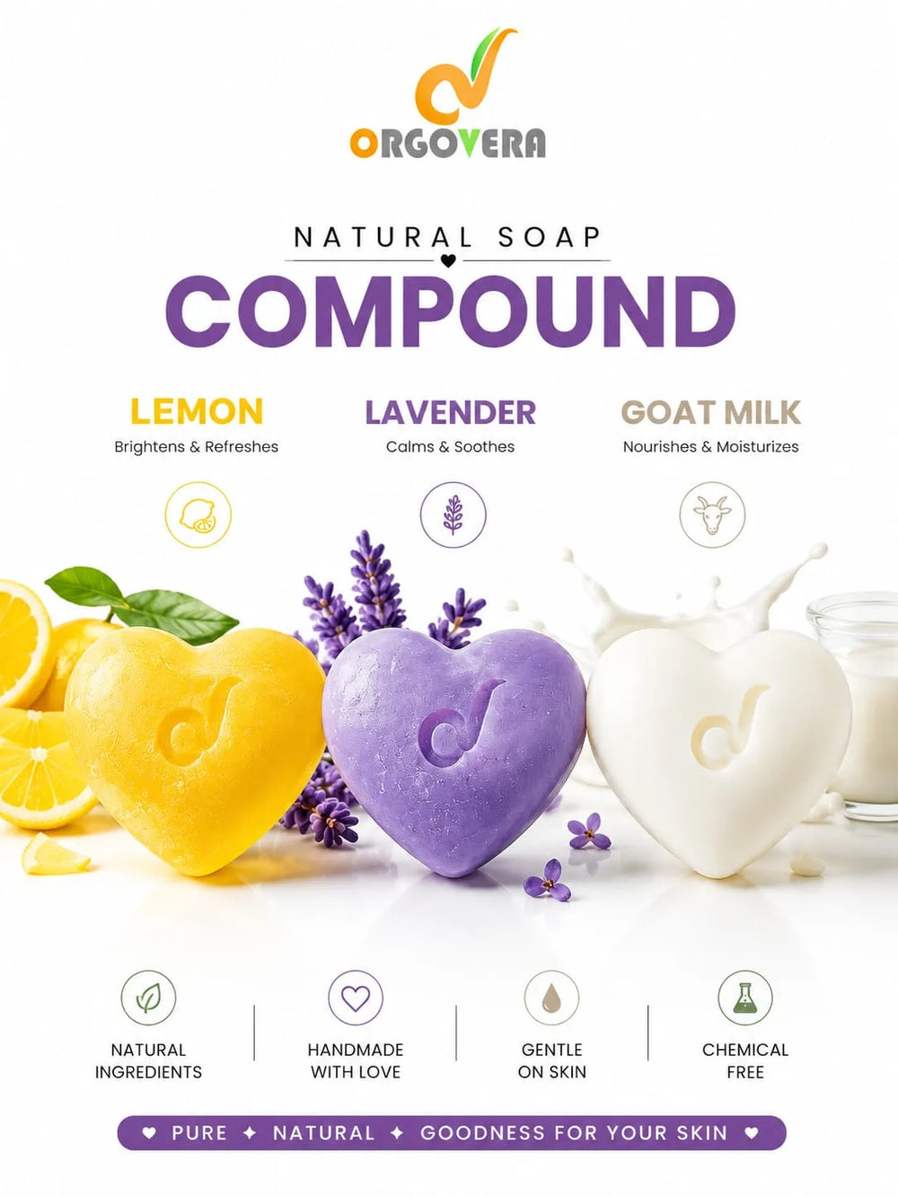 Lemon Lavender Goat Milk Soap Combo| Handmade | 3*65gm