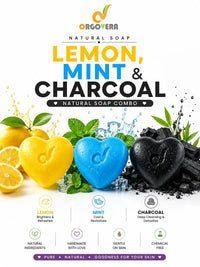 Lemon Mint Charcoal Soap Combo | Handmade | 3*65gm