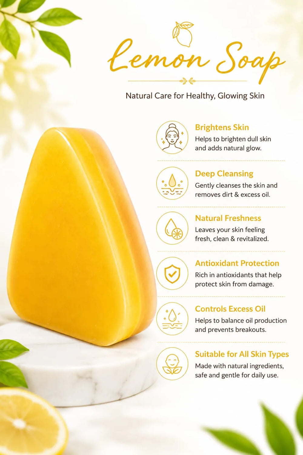 Orgovera Luxury Lemon brightening Soap | Handmade | 100gm