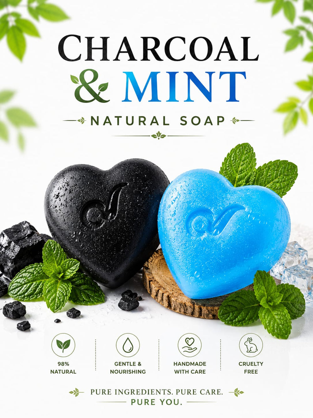 Charcoal & Mint Soap Combo | Natural Handmade | 2*65gm
