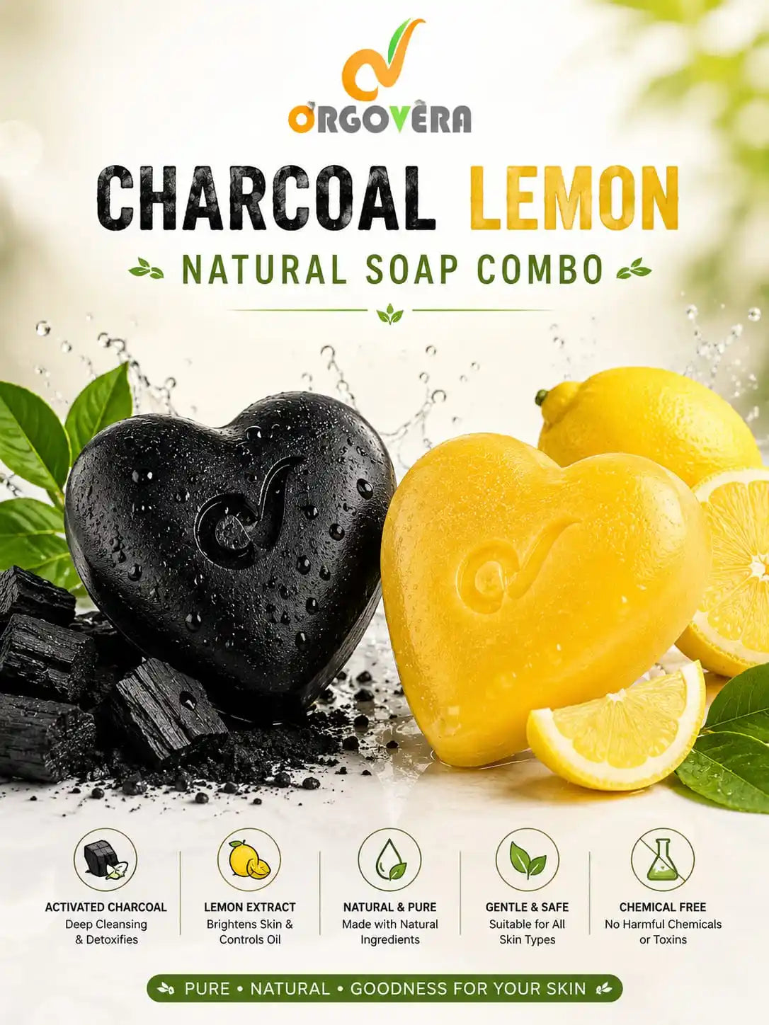 Charcoal & Lemon Natural Soap Combo  | Handmade | 2*65gm