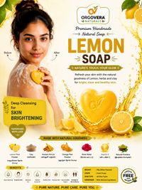 OrgoVera Naturals Lemon & Red Wine Handmade Soap | Skin Brightening & Glow | 2*70gm | Buy 1 Get 1 Free