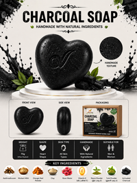 OrgoVera Naturals Charcoal & Lemon Handmade Soap | Oil Control & Brightening |2* 70g | Buy 1 Get 1 Free
