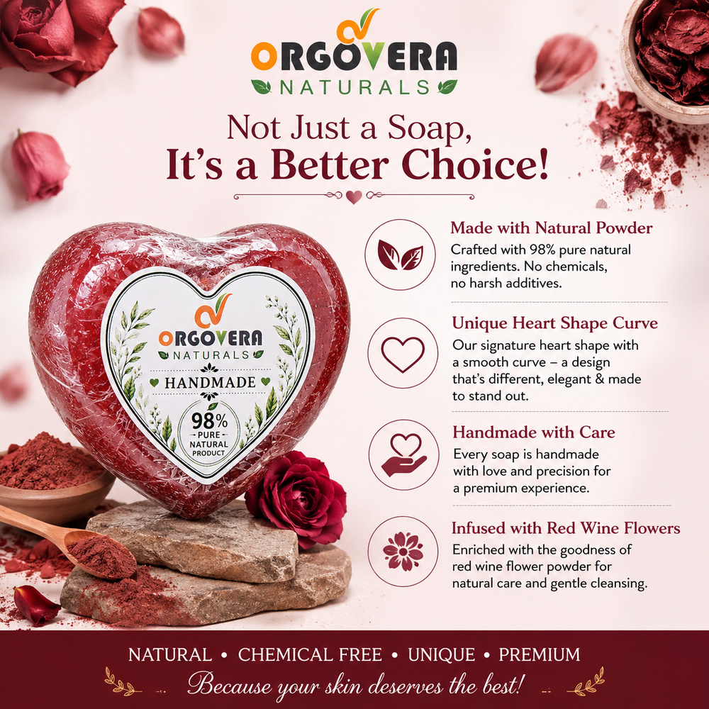OrgoVera Naturals Charcoal & Red Wine Handmade Soap | Oil Control & Skin Glow | 2*70g | Buy 1 Get 1 Free