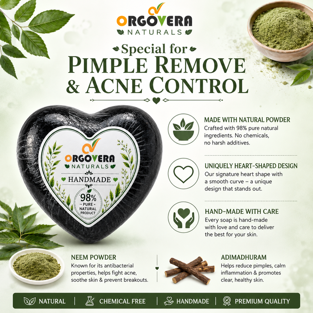 OrgoVera Naturals Charcoal & Red Wine Handmade Soap | Oil Control & Skin Glow | 2*70g | Buy 1 Get 1 Free