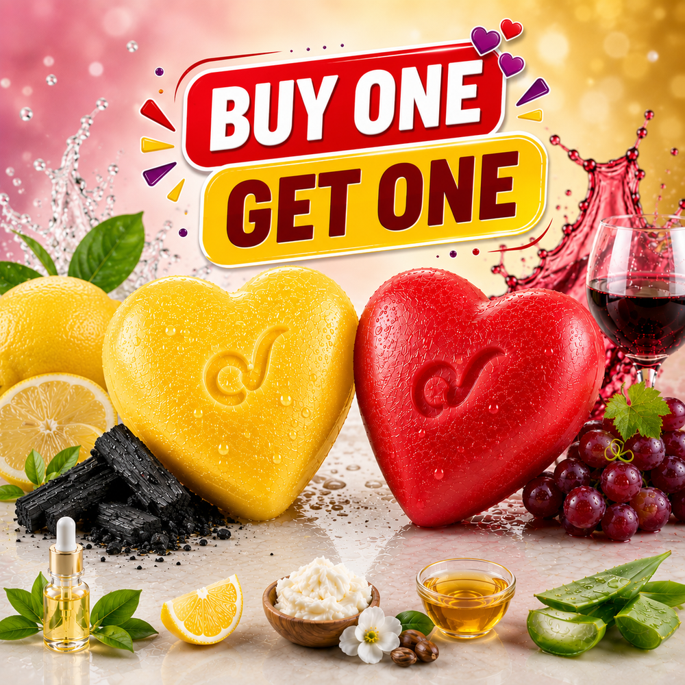 OrgoVera Naturals Lemon & Red Wine Handmade Soap | Skin Brightening & Glow | 2*70gm | Buy 1 Get 1 Free