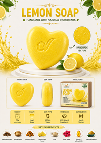 OrgoVera Naturals Lemon & Red Wine Handmade Soap | Skin Brightening & Glow | 2*70gm | Buy 1 Get 1 Free