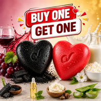 OrgoVera Naturals Charcoal & Red Wine Handmade Soap | Oil Control & Skin Glow | 2*70g | Buy 1 Get 1 Free